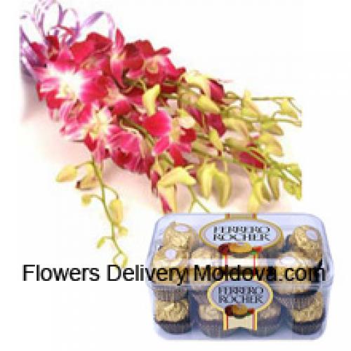 Charming Pink Orchids with 16 Pcs Ferrero Rochers