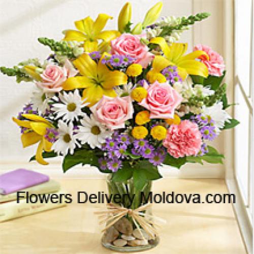 Elegante bunte Blumen im Vase