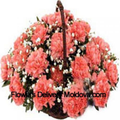 25 Pink Carnation Basket