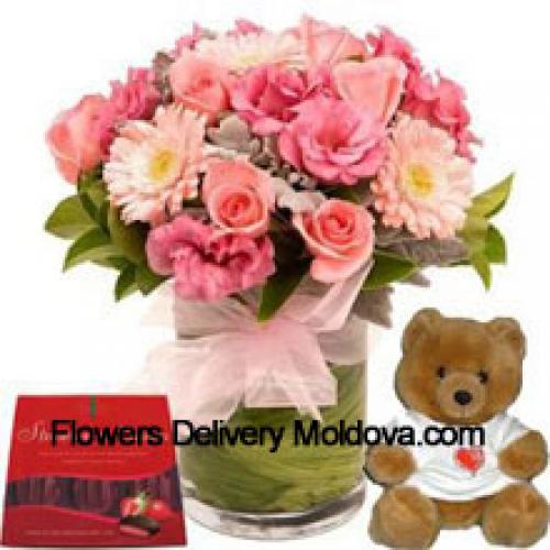 Assortment of Cute Flowers with Teddy and Chocolate