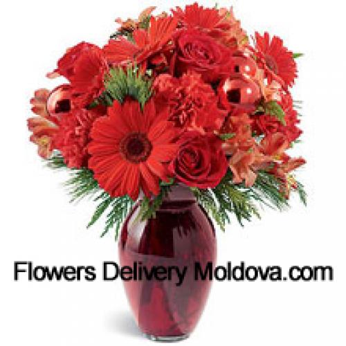 Lovely Red Carnations and Gerberas